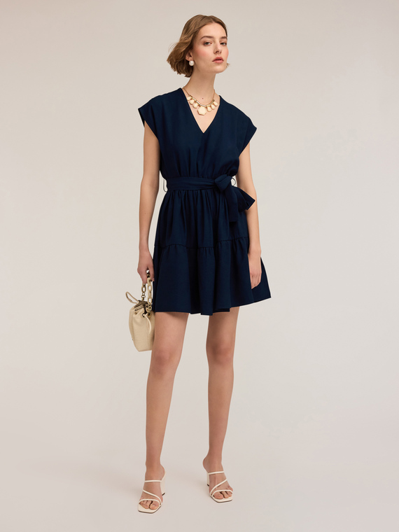 Vestito corto con balza in jersey