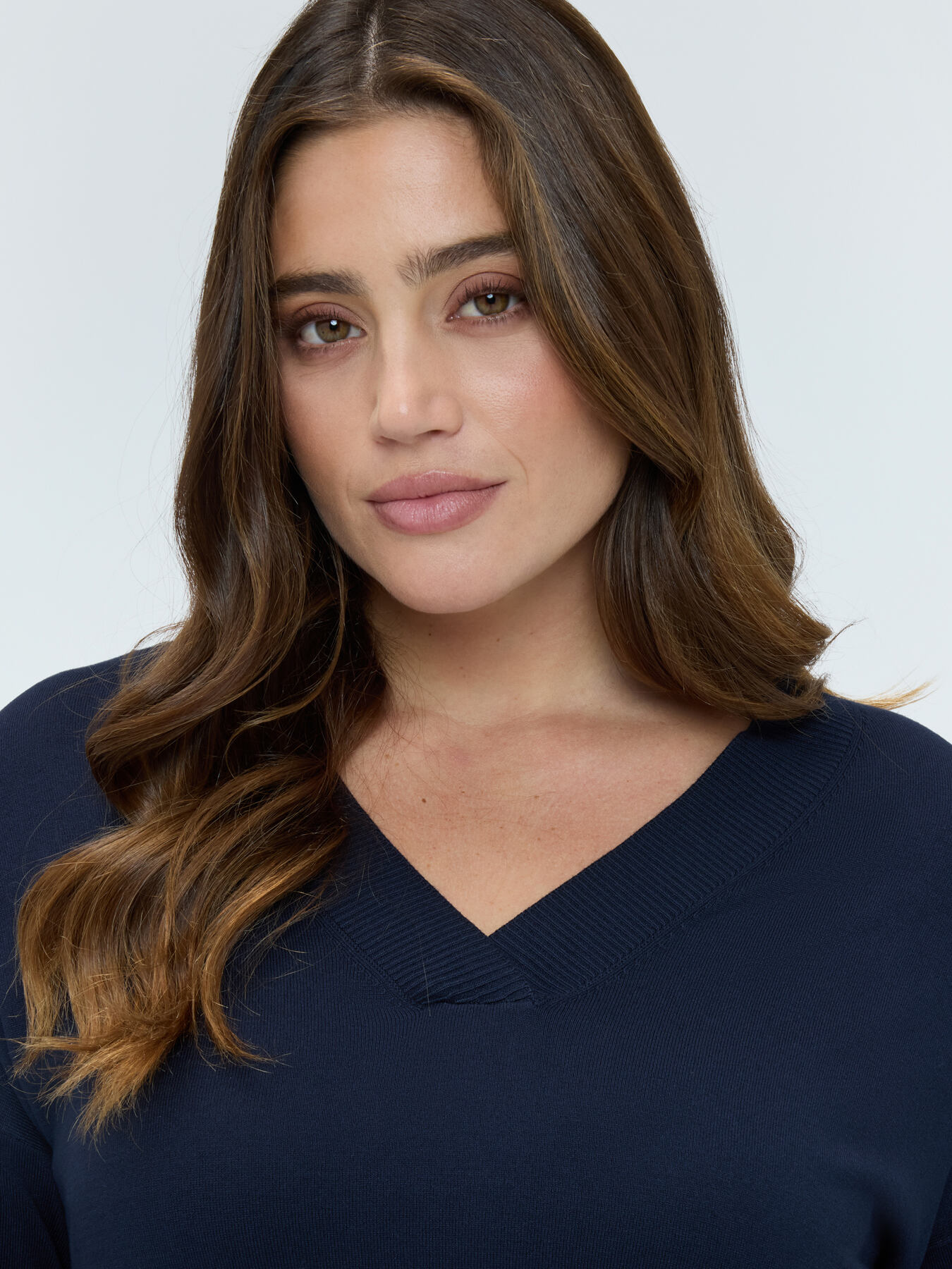 V-neck sweater in viscose blend image number 3