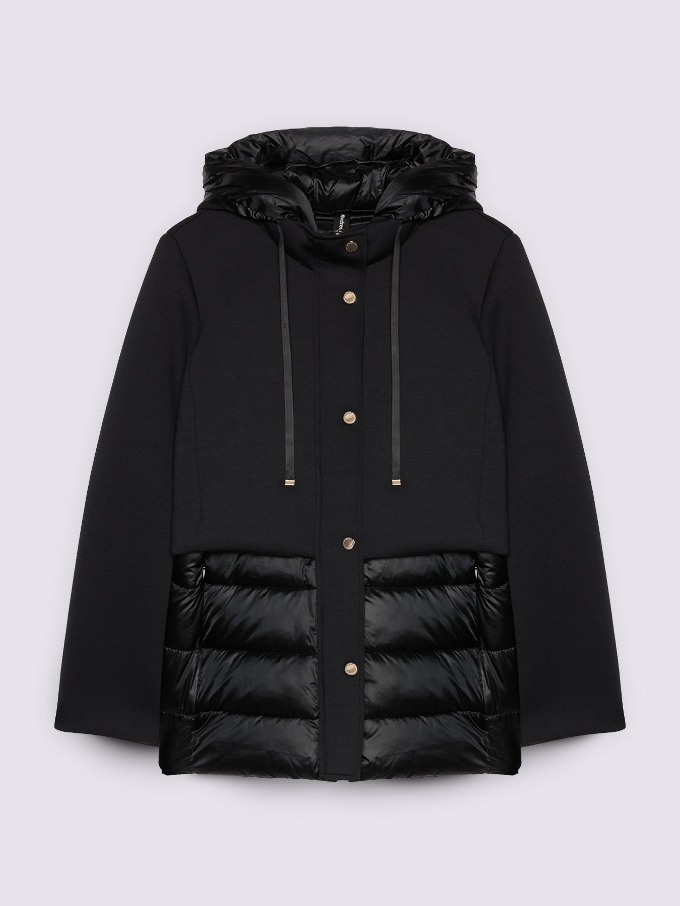 Bi-material down jacket with hood image number 5