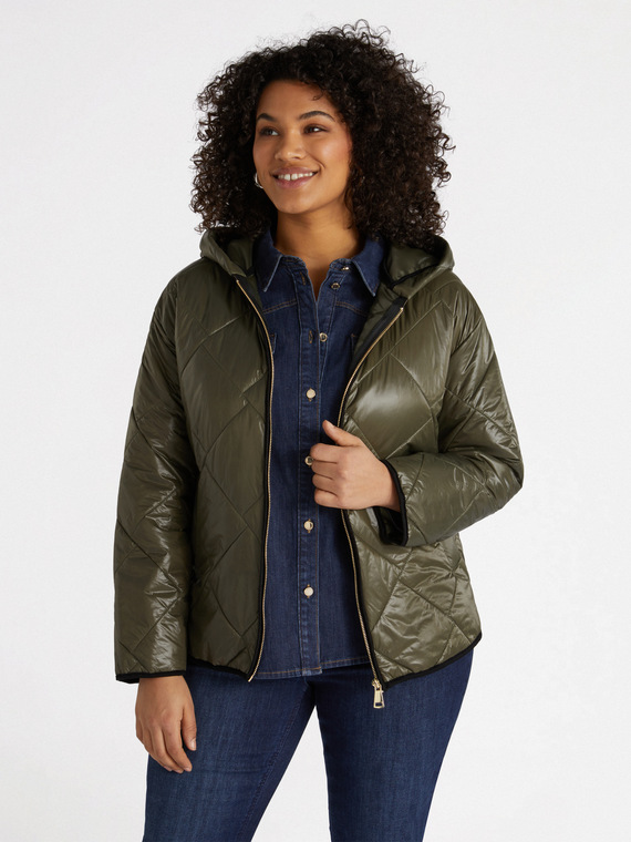 Daunenjacke mit Glanzeffekt mit Kapuze