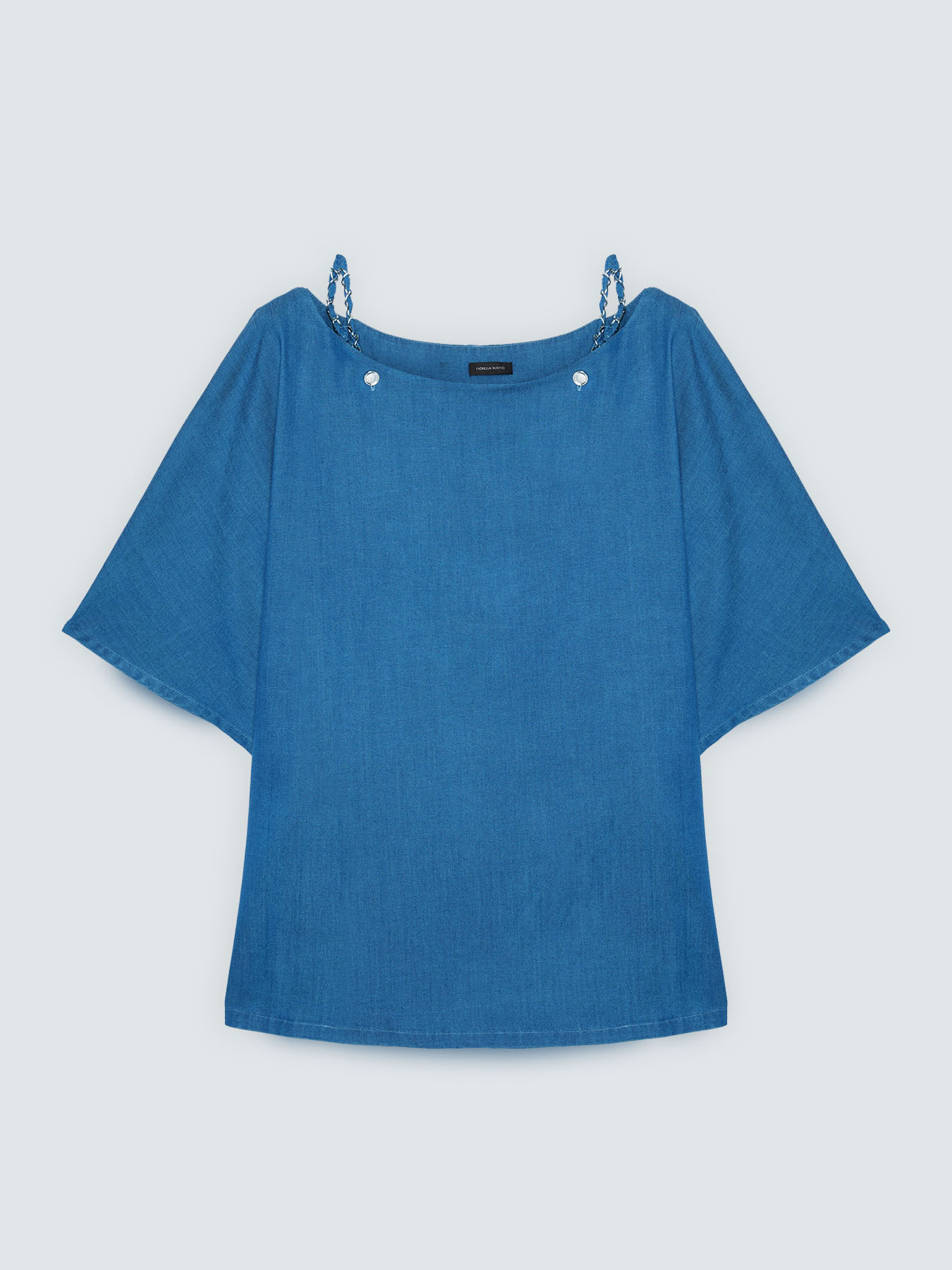 Blusa con scollo a barchetta in tencel image number 5