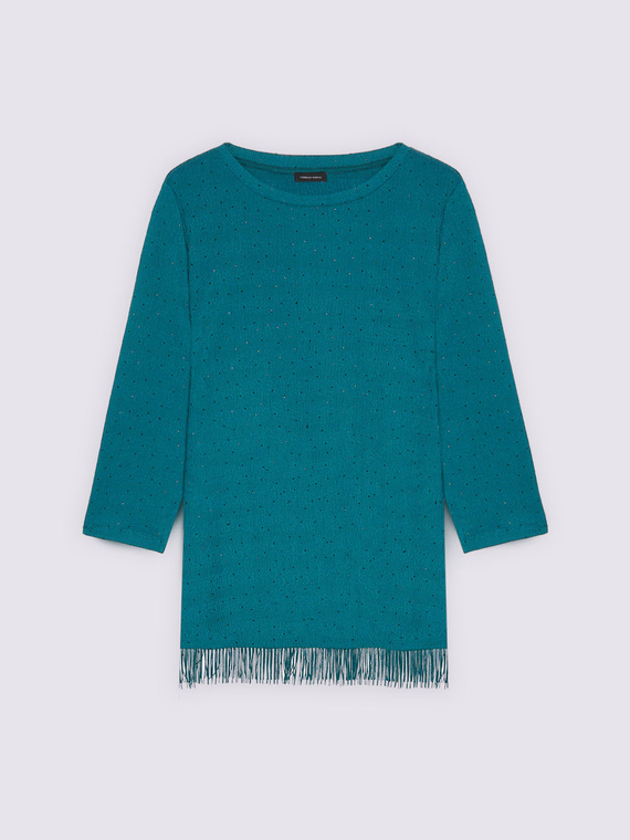 T-shirt in jersey con punti luce e frange
