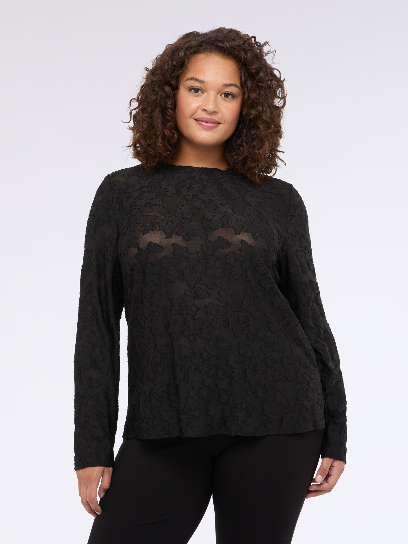 Spitzen-T-Shirt mit Blumenmuster image number 0