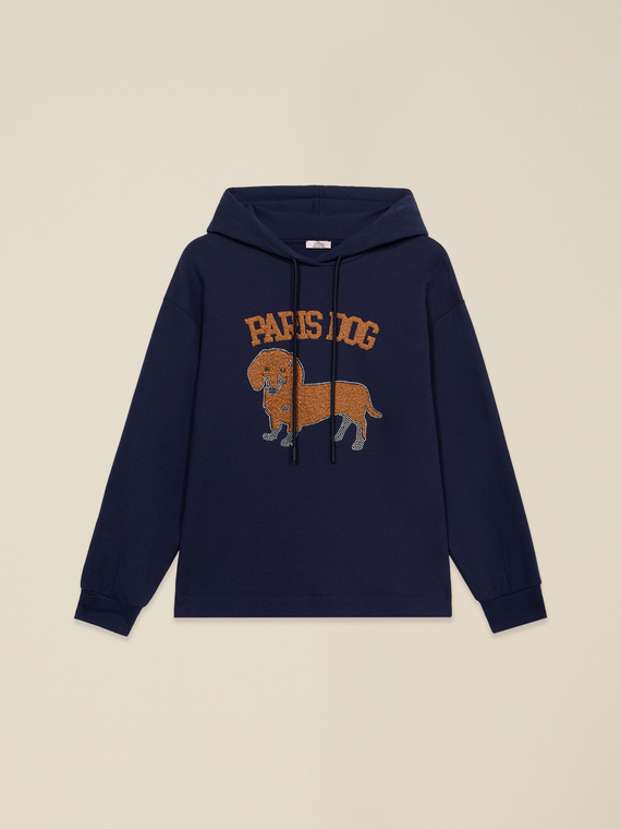 Sweatshirt with patches and appliqués