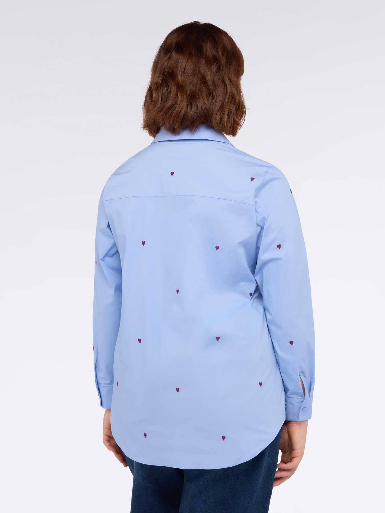 Heart embroidered poplin shirt image number 1