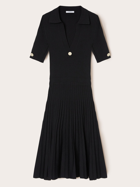 Robe avec col en maille côtelée