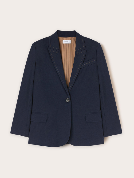 Veste &agrave; simple boutonnage avec surpiq&ucirc;res contrast&eacute;es