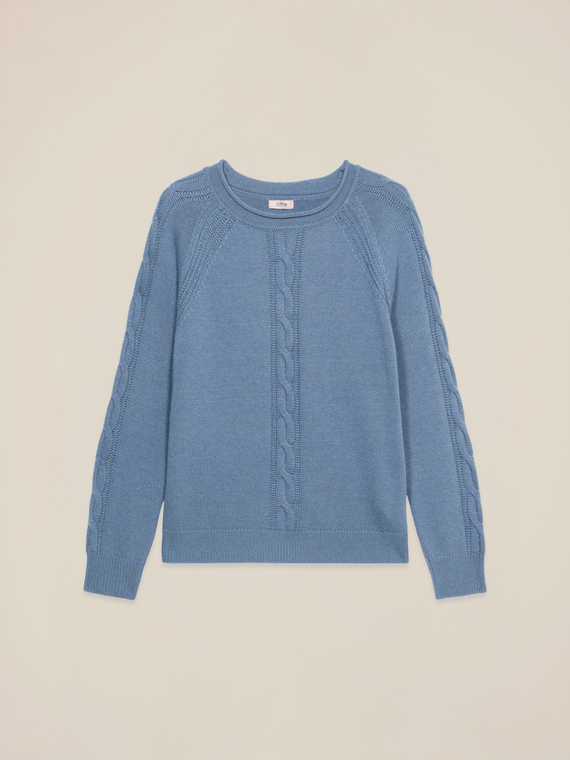 Maglia misto cashmere con dettagli a trecce