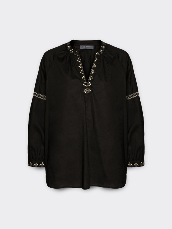 Blouse with ethnic embroidery