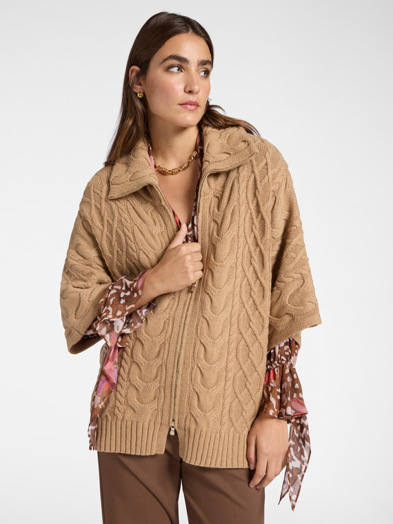 Cardigan en maille torsadée pure laine