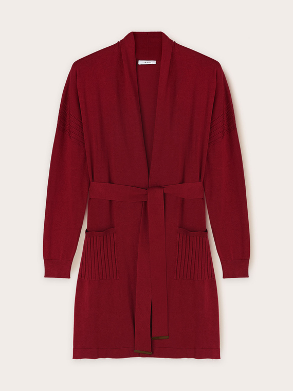 Cardigan lungo con cintura