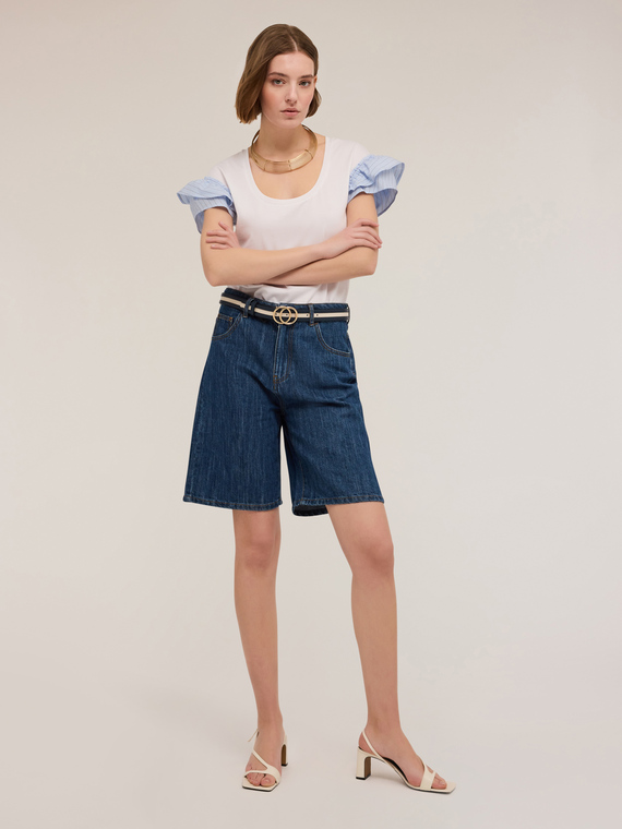 T-shirt with flounce sleeves