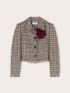 Short boucl&eacute; jacket with fringes and brooch image number 4