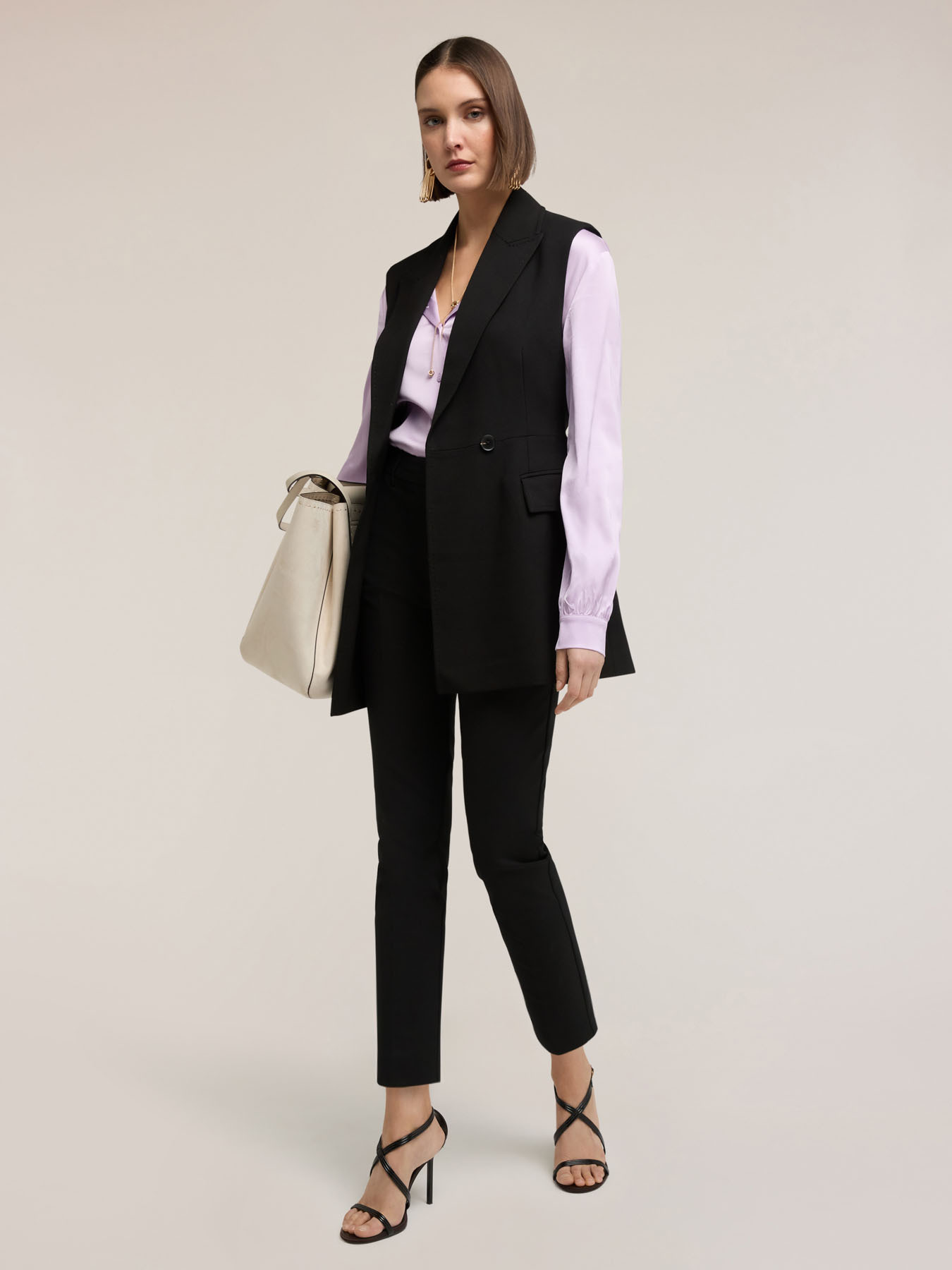 Regular fit cotton viscose blend trousers image number 2
