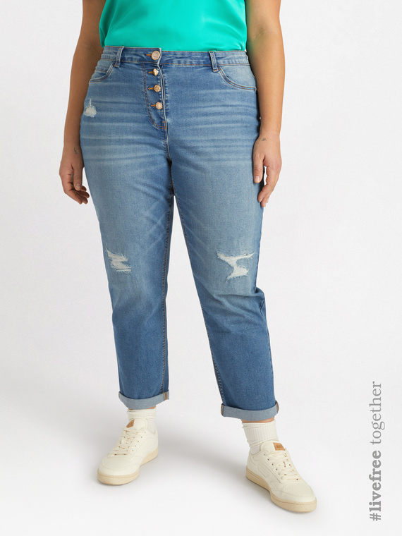 Barrel-Jeans mit Rissen