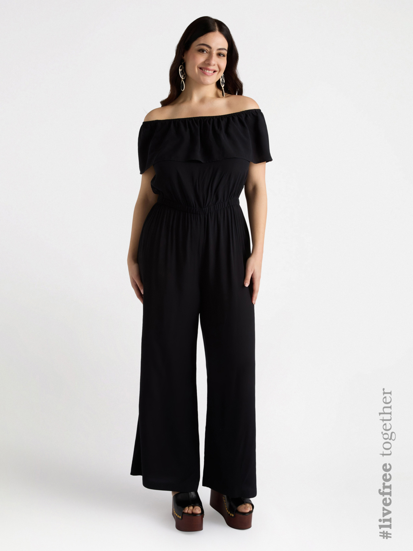LENZING™ ECOVERO™ viscose jumpsuit with flounce image number 0