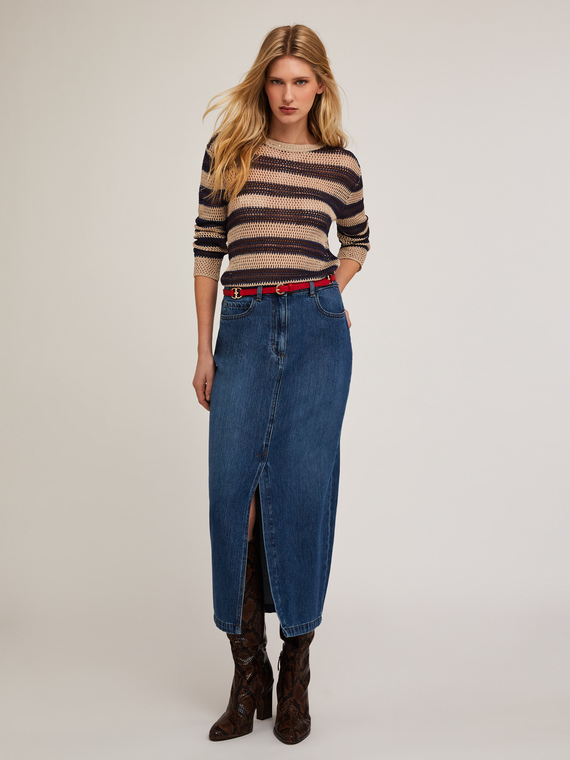 Longuette-Rock aus Denim