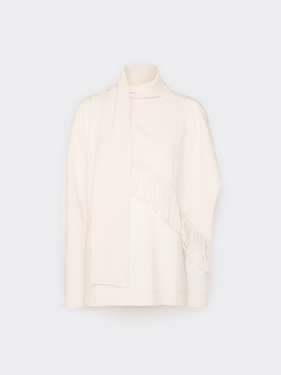 Maglia con frange e sciarpa staccabile