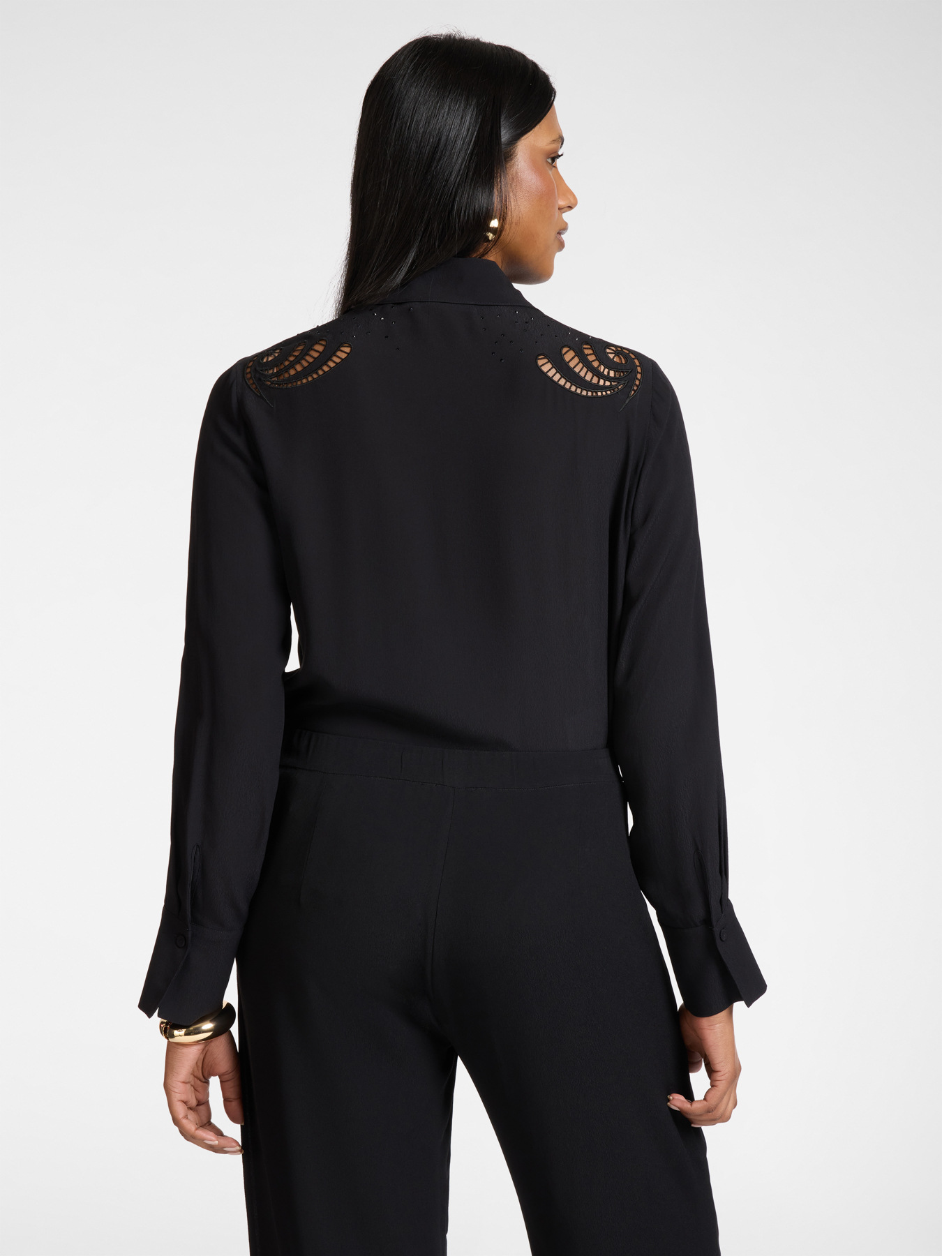 Viscose shirt with openwork embroidery image number 1