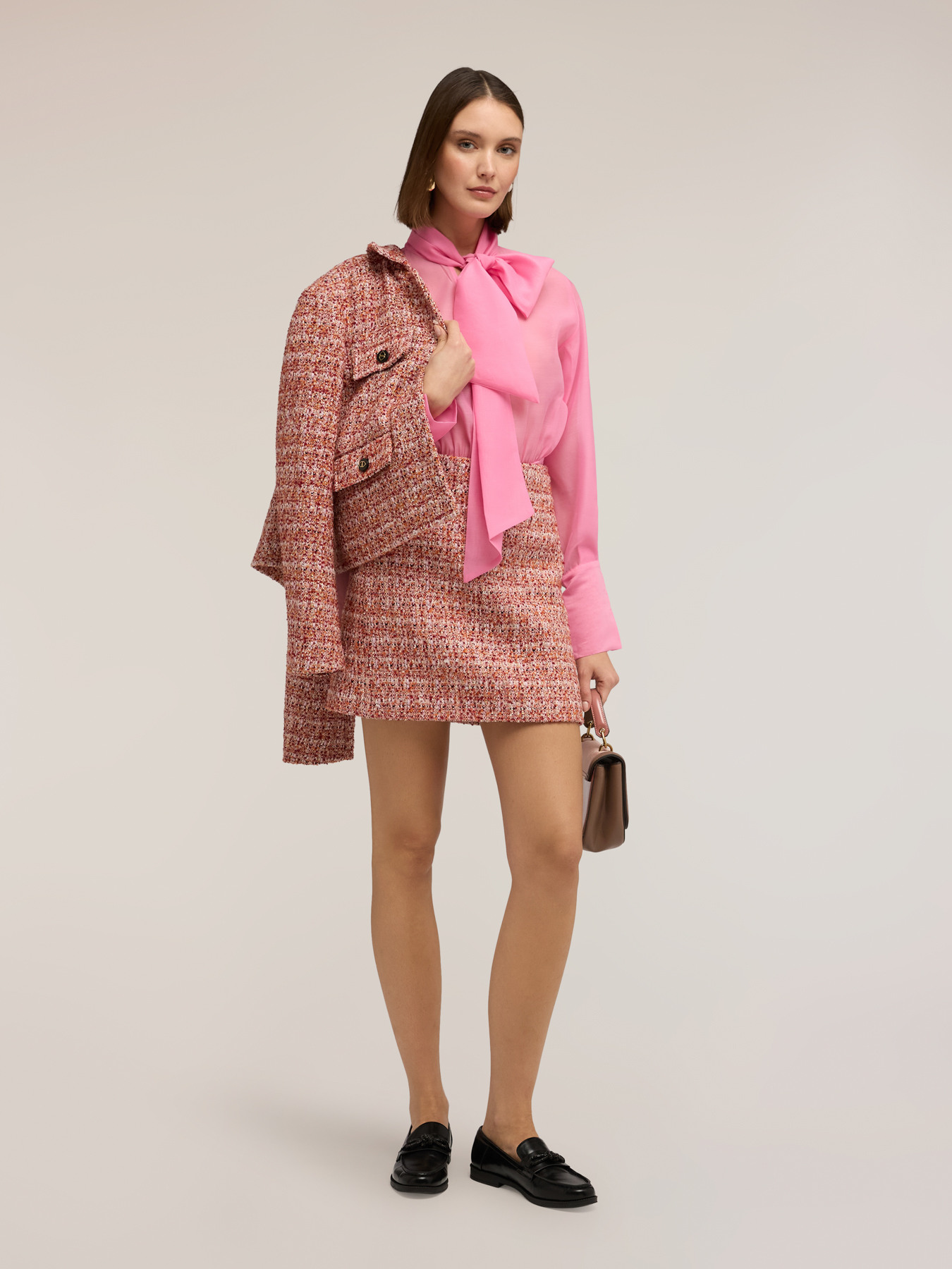 Camicia con fiocco in organza image number 0