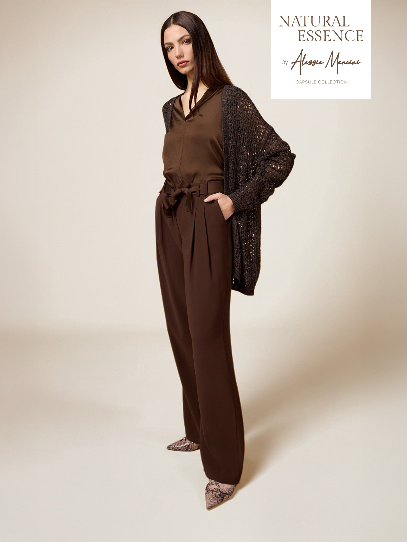Flowy pants with belt image number 0