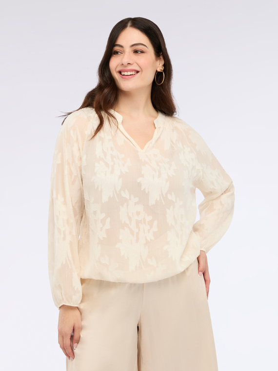 Blusa stampa floreale con scollo a V