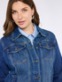 Denim jacket with rhinestone pinstripe image number 3