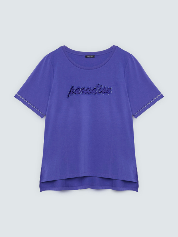 Cotton t-shirt with sequin lettering