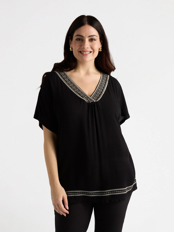 T-shirt with ethnic embroidery