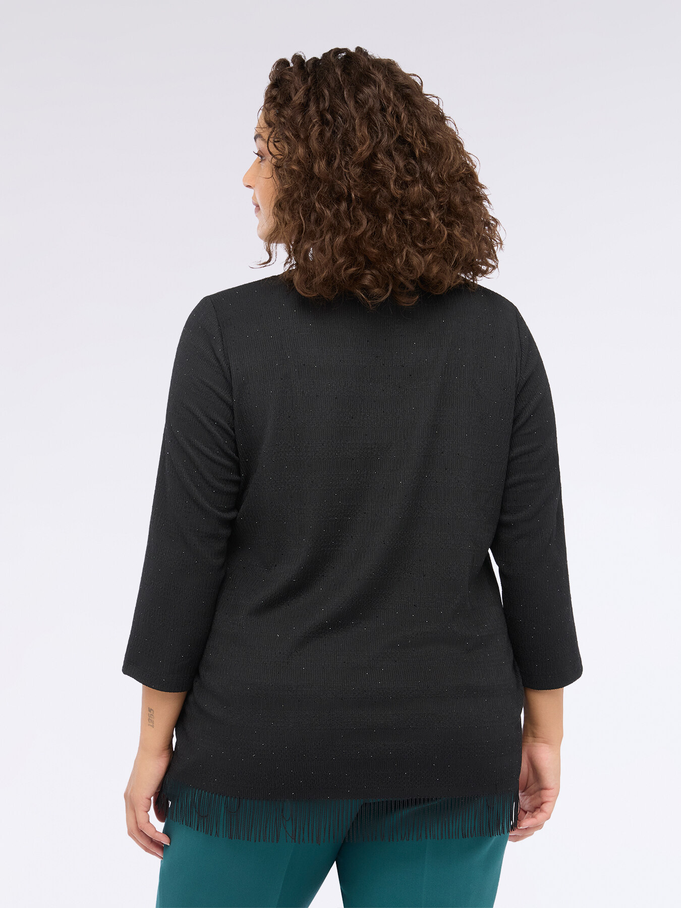 Jersey T-shirt with sequins and fringe image number 1