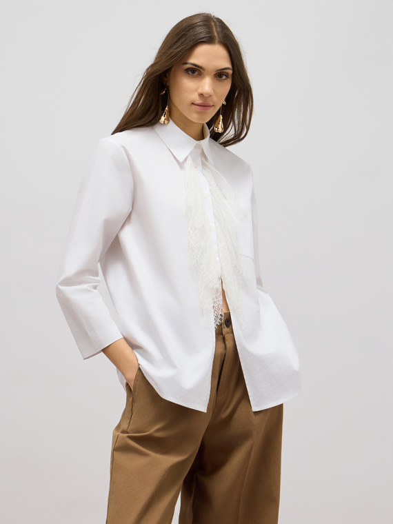 Oversized poplin shirt with lace