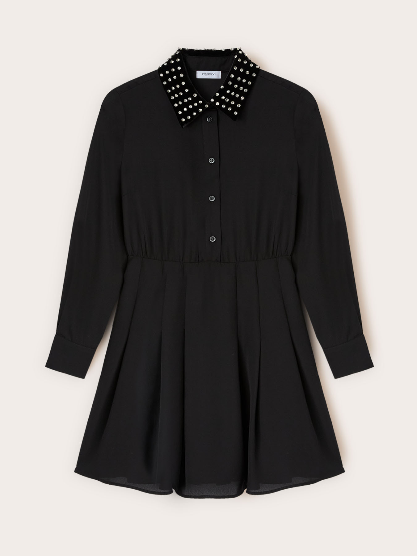 Vestito in georgette con colletto ricamato image number 4