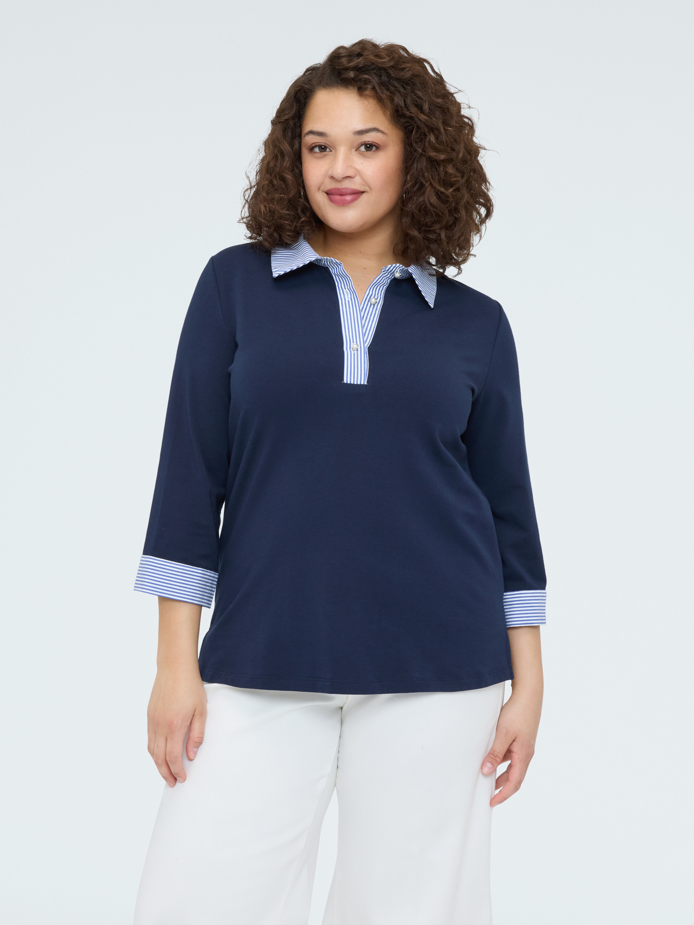 Two-tone polo neck t-shirt image number 0