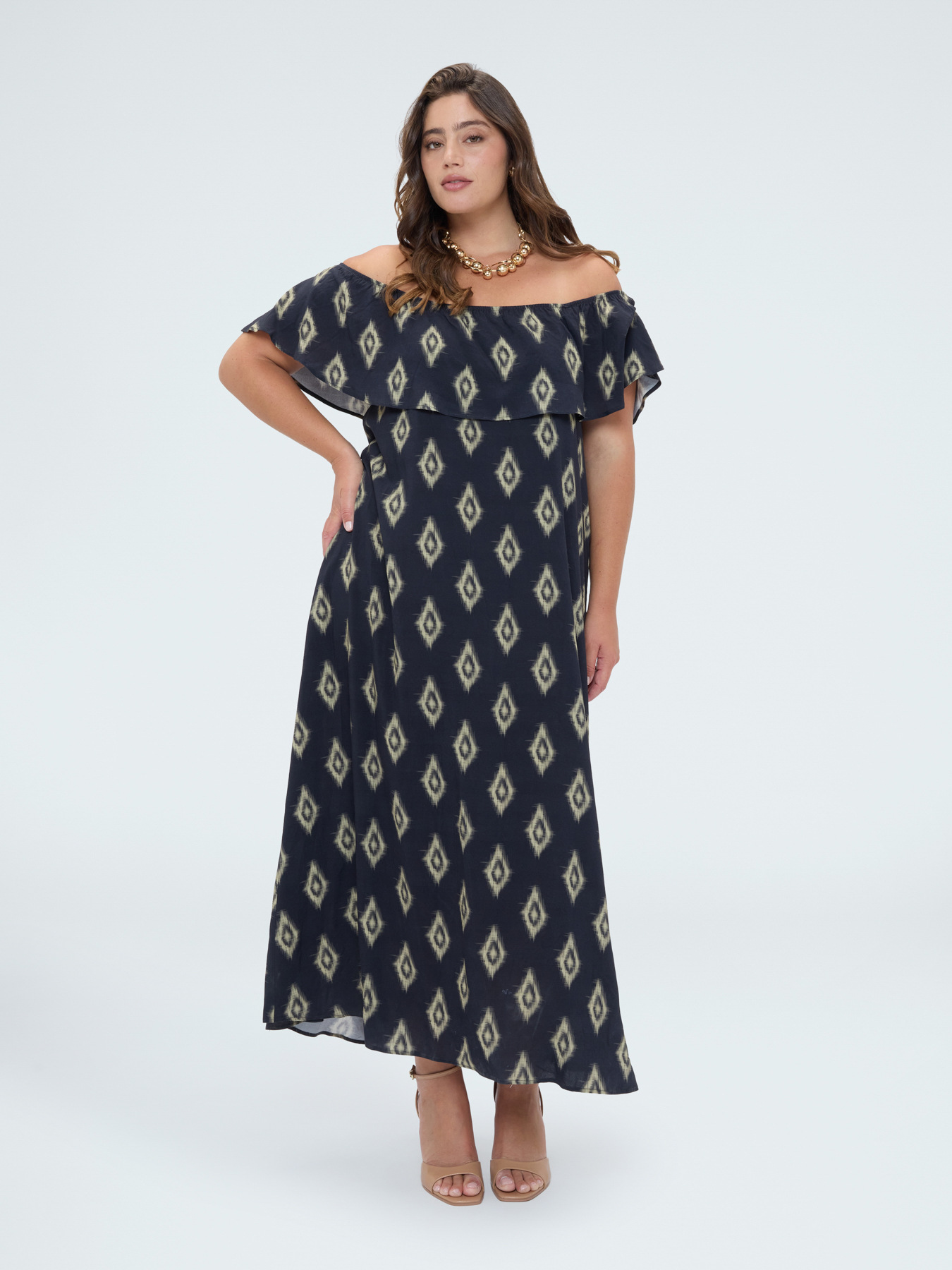 Chill Off-Shoulder-Kleid mit Print image number 0
