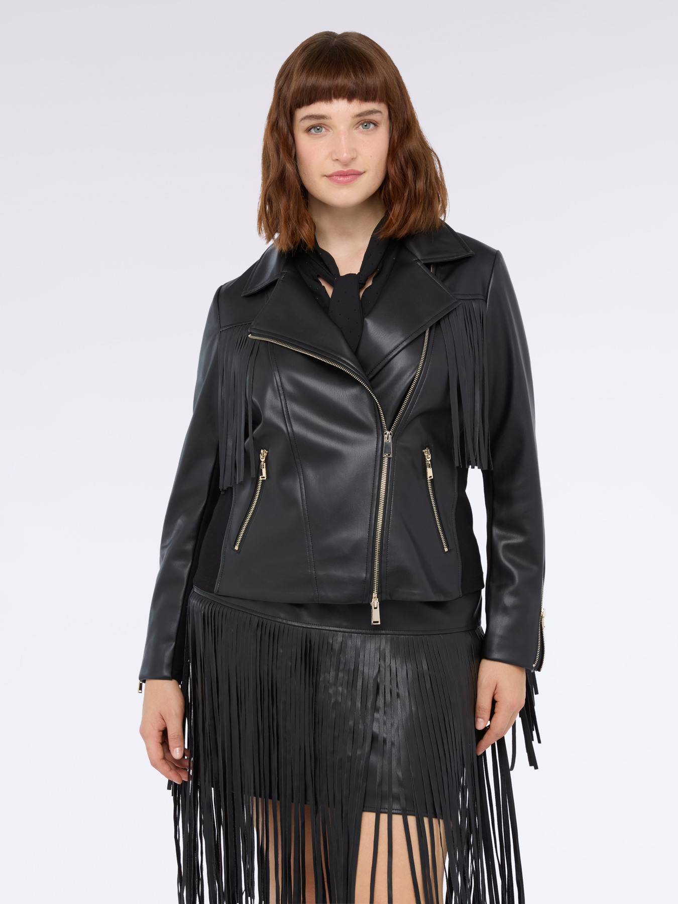 Giacca biker con maxi frange image number 3