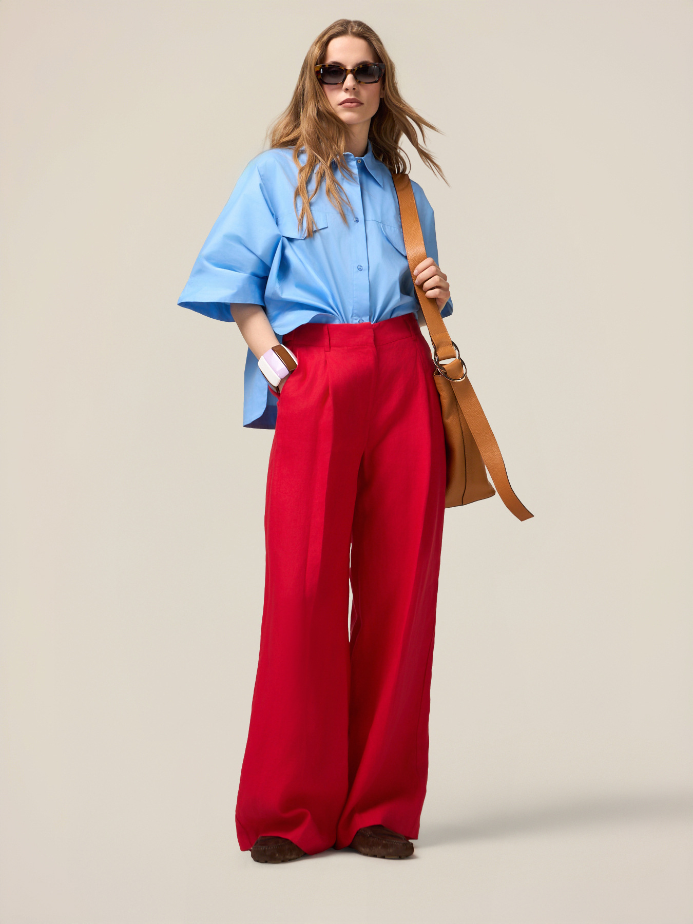 100% linen palazzo pants image number 0