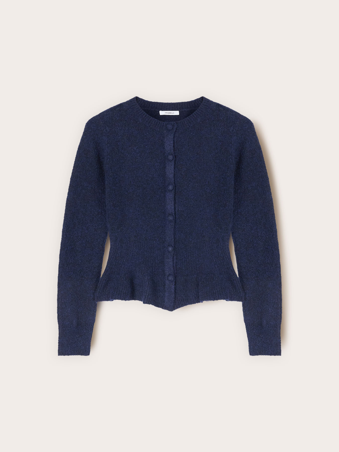 Cardigan with ruffle in wool blend knit image number 0