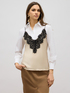 Two-material shirt with lace image number 0