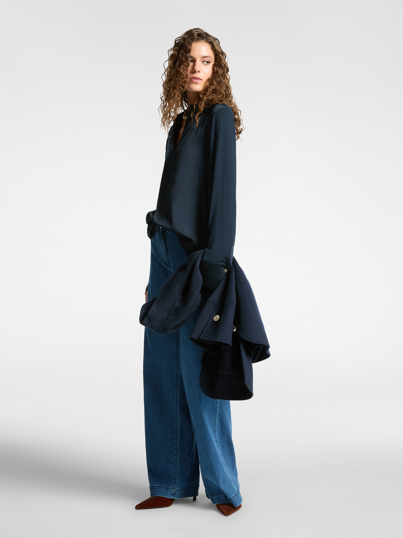 T-shirt polo in due tessuti image number 2