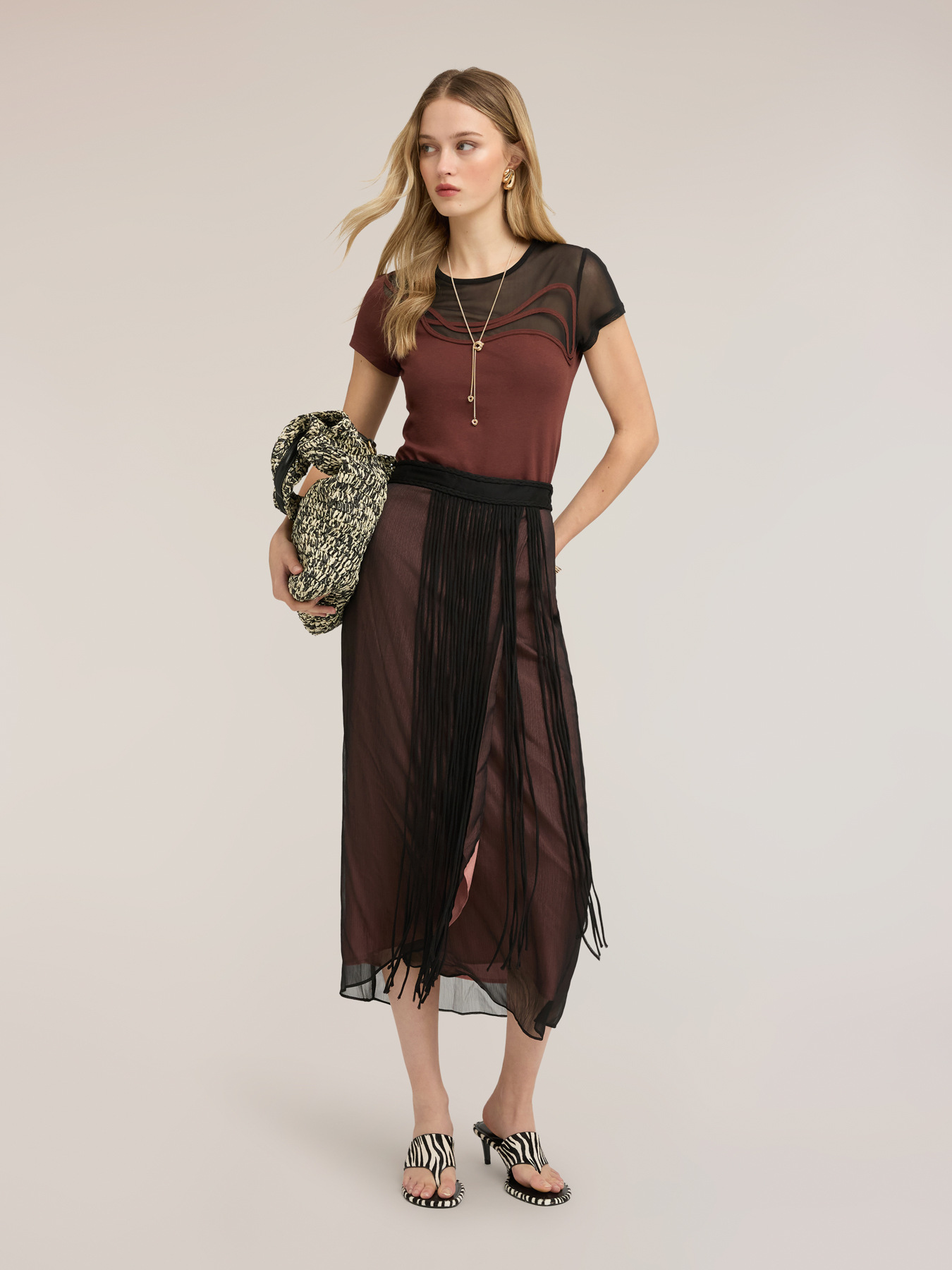 Tricou bimaterial cu broderie image number 2