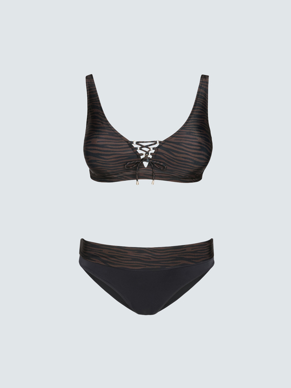 Zebra print bikini with front tie
