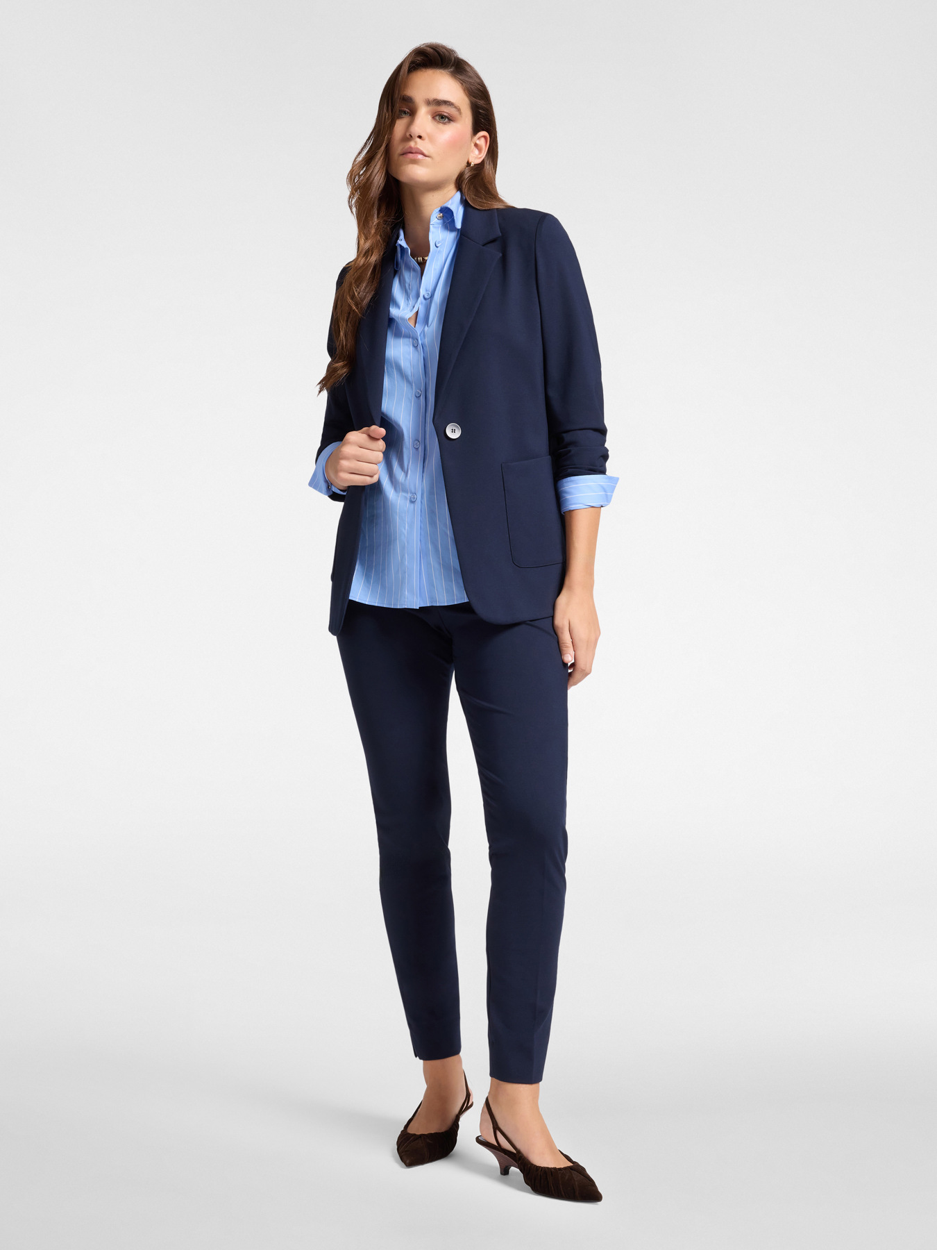 Pantalon slim en point milanais image number 0