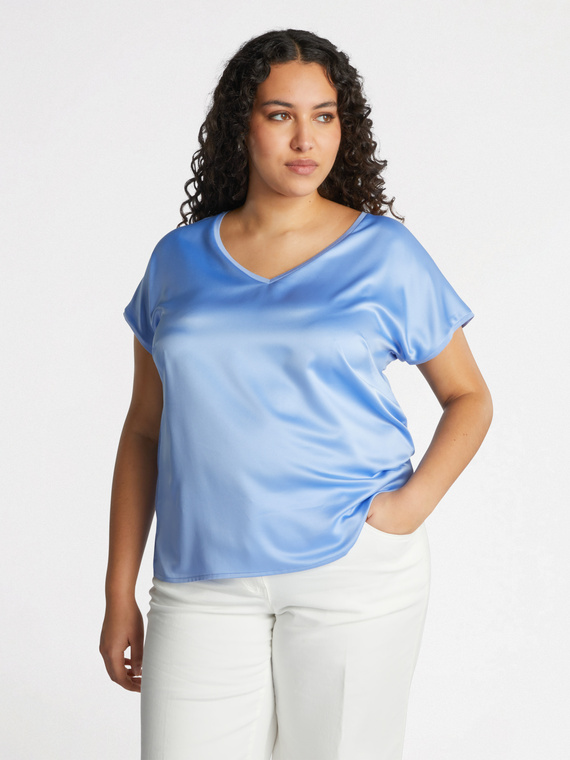T-Shirt aus Satin und Jersey