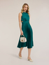 Pleated satin flare dress image number 0
