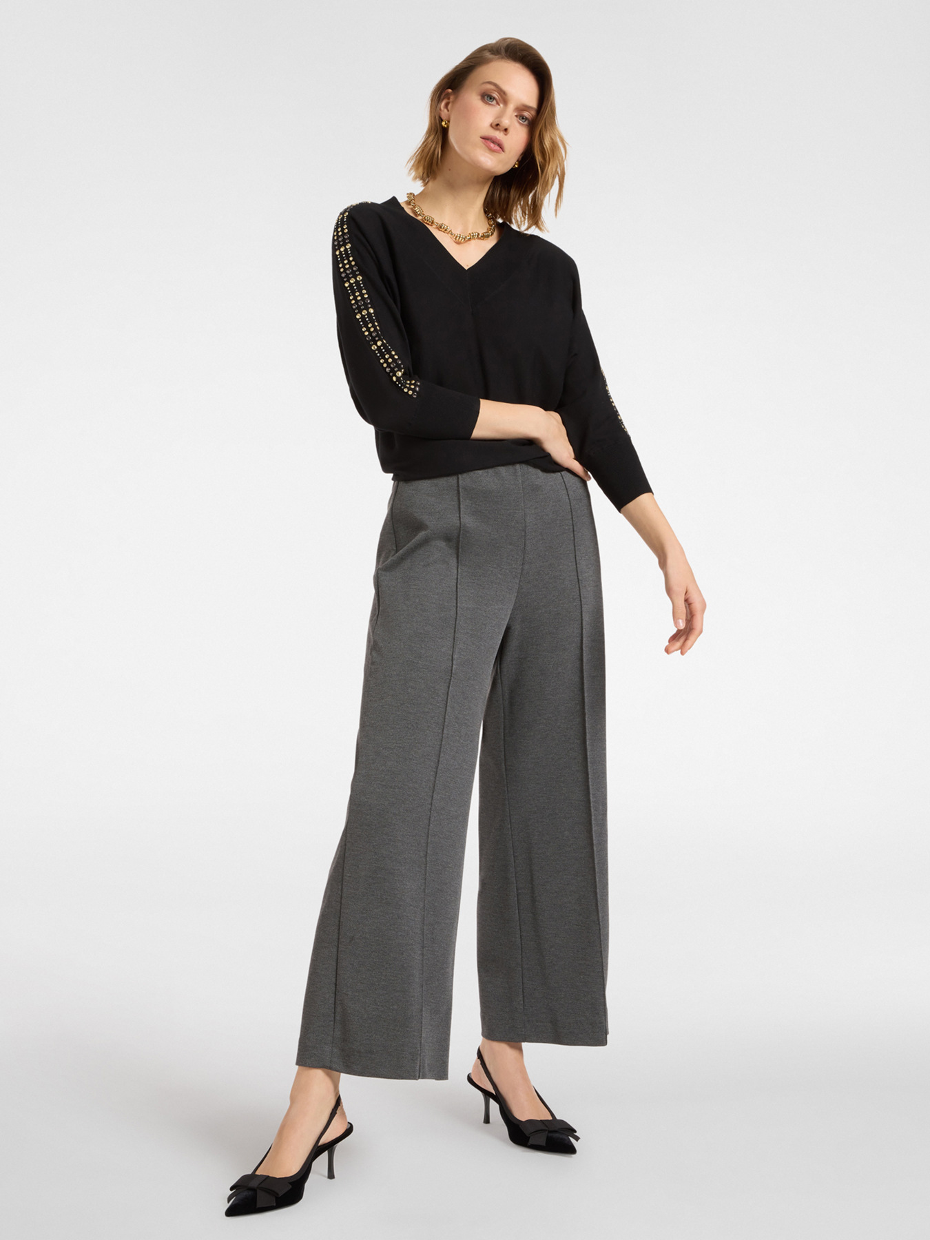 Sweater with studs on the sleeves image number 2