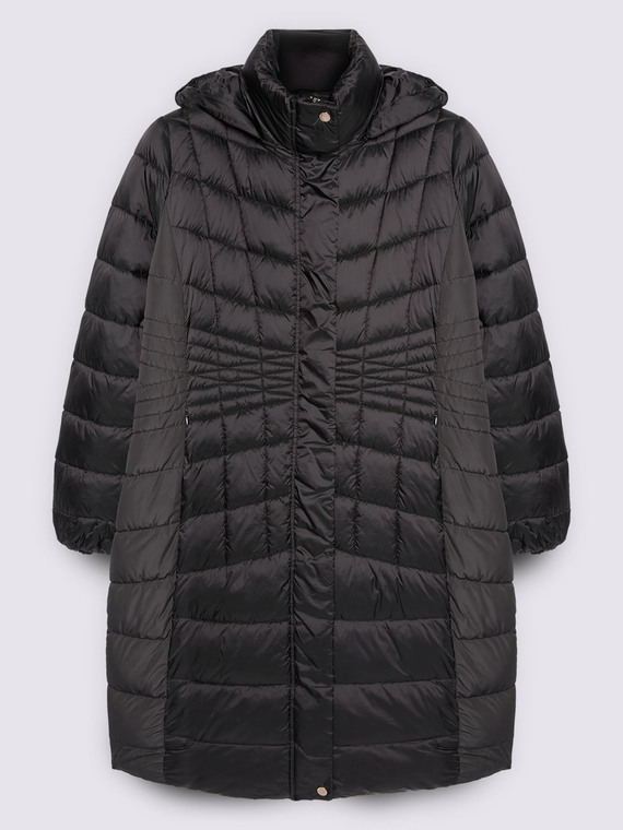 Piumino lungo bimaterico