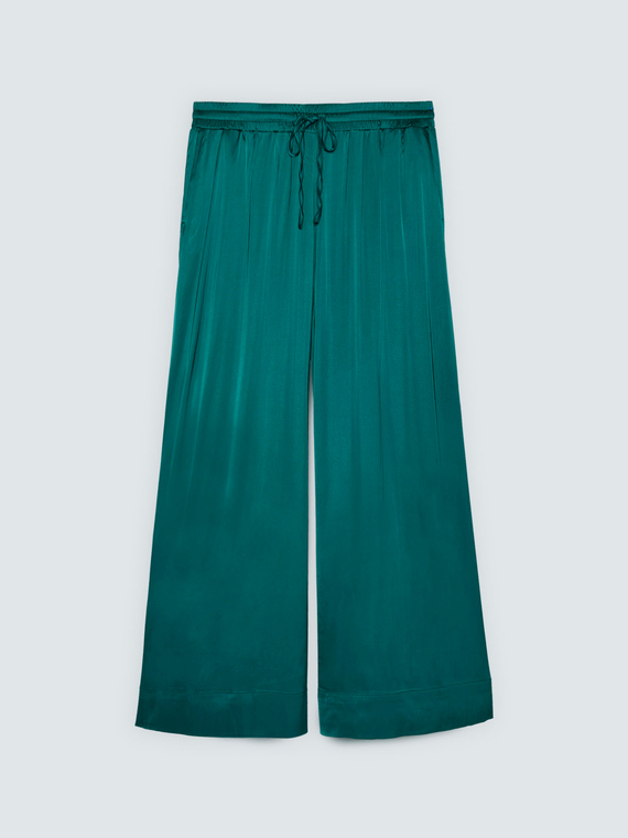 Wide-Leg-Hose aus Viskose-Satin