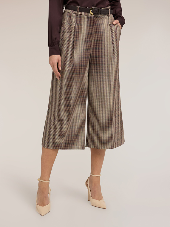 Pantaloni cropped in tinto filo fantasia check