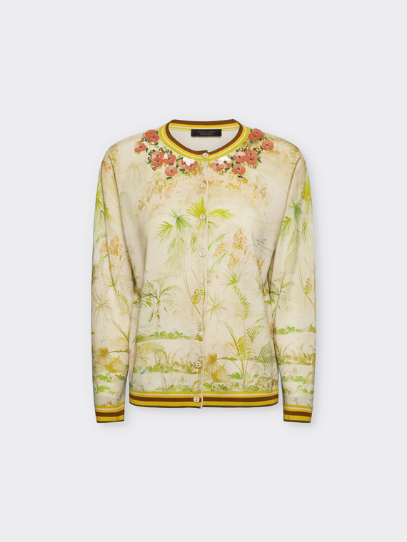 Cardigan imprimé et brodé