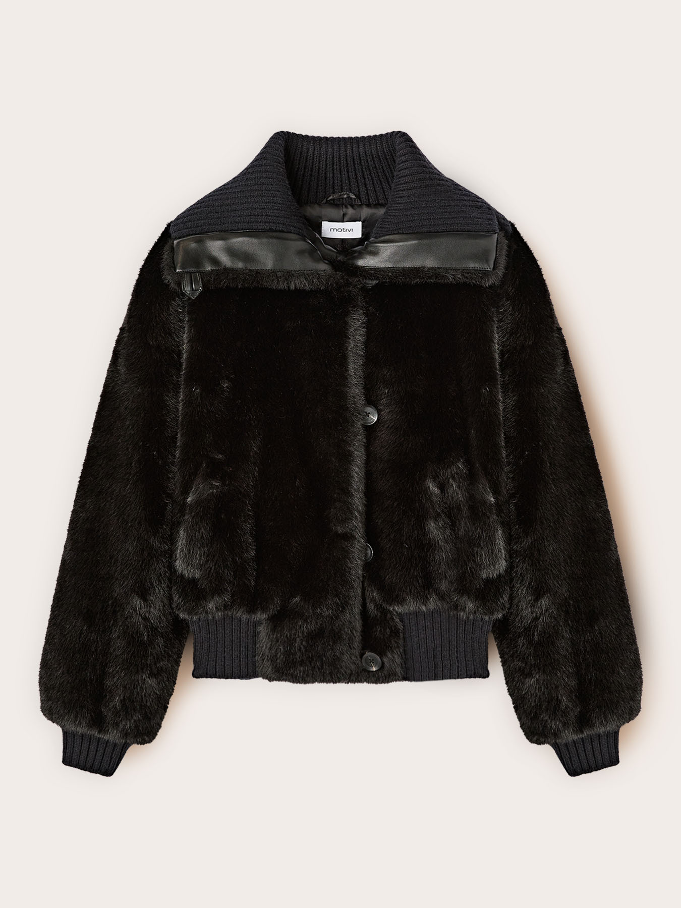 Teddy effect jacket with high collar image number 4